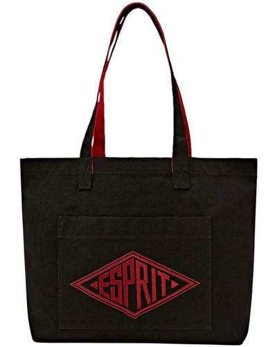 Esprit Canvas Tote Bag Met Logo - Zwart