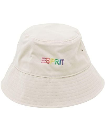 Esprit Twill Bucket Hat Met Label - Wit