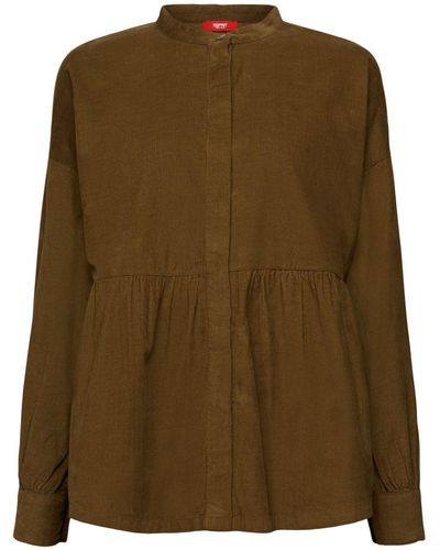 Esprit Corduroy Peplum Blouse - Groen