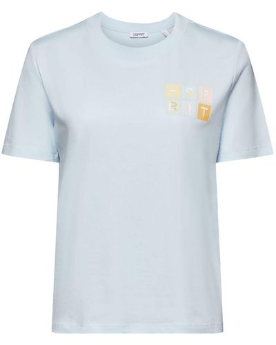 Esprit Jersey-T-Shirt mit Logo (1-tlg) - Blau