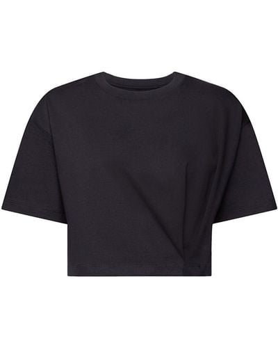 Esprit Cropped Jersey T-shirt Met Ronde Hals - Blauw