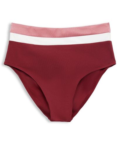 Esprit Driekleurig Bikinibroekje Met Hoge Taille - Rood