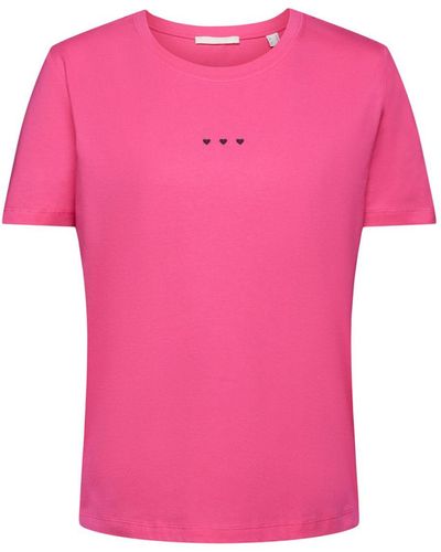 Esprit T-shirt à imprimé cœur - Rose