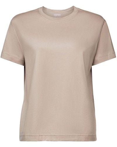 Esprit T-shirt à encolure ronde en coton Pima - Gris