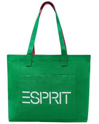 Esprit Canvas Tote Bag Met Logo - Groen