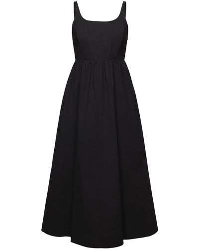 Esprit Popeline Midi-jurk Met Baleinen - Zwart