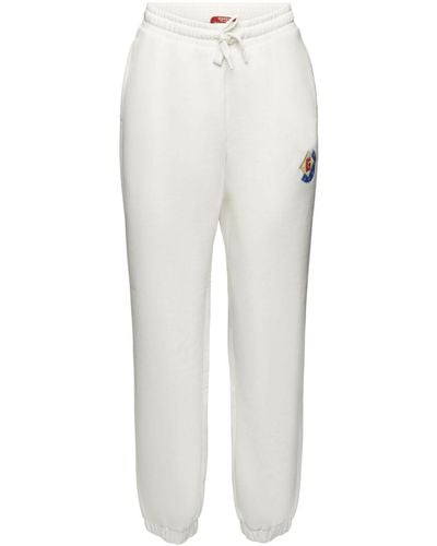 Esprit Jogger Pants Fleece-Jogginghose mit Logo-Aufnäher - Weiß