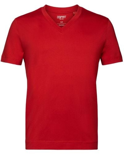 Esprit Jersey T-shirt Met V-hals - Rood