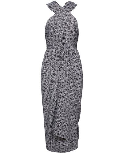Esprit Wandelbares Kleid im Sarong-Stil mit Print - Grau