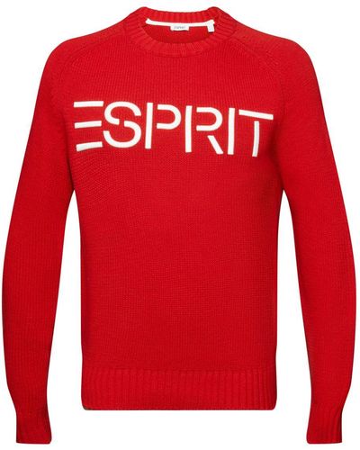Esprit Grofgebreide Trui Met Logo - Rood