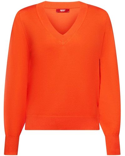 Esprit Pullover mit V-Ausschnitt - Orange