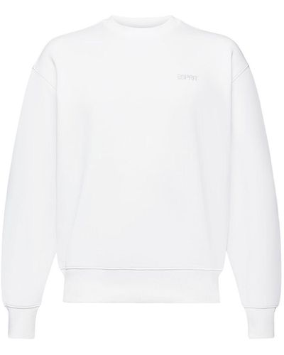 Esprit Uniseks Fleece Sweatshirt Met Logo - Wit