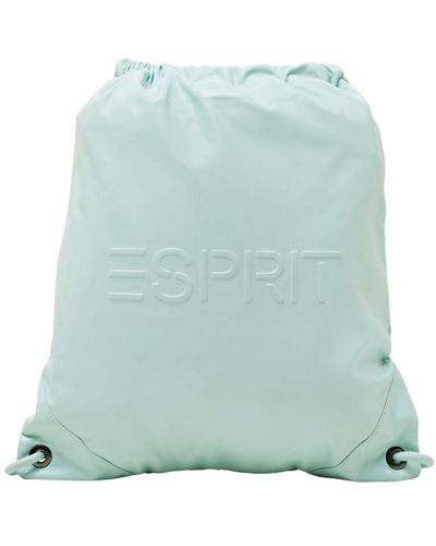Esprit Leder-Rucksack mit Logo und Kordelzug - Grün