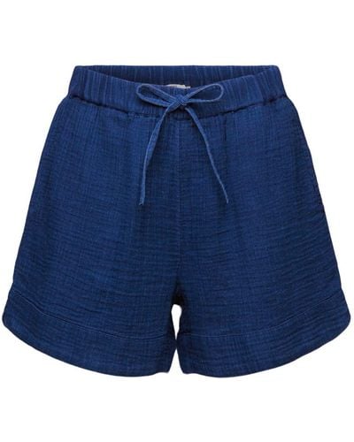 Esprit Pull-on-Shorts in Crinkle-Optik - Blau