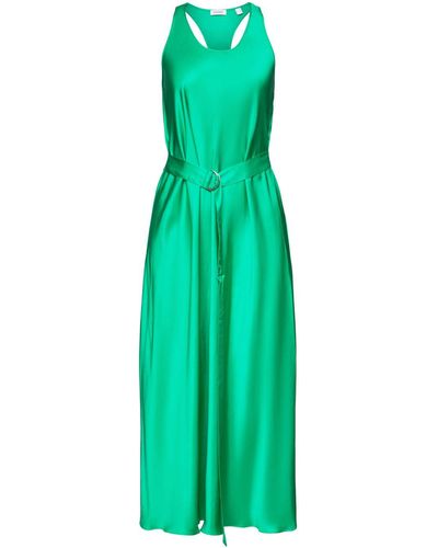 Esprit Satijnen Mouwloze Midi-jurk Met Ceintuur - Groen