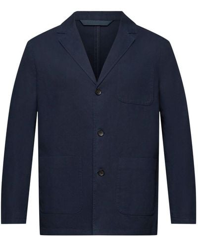 Esprit Veste style blazer en twill de coton - Bleu