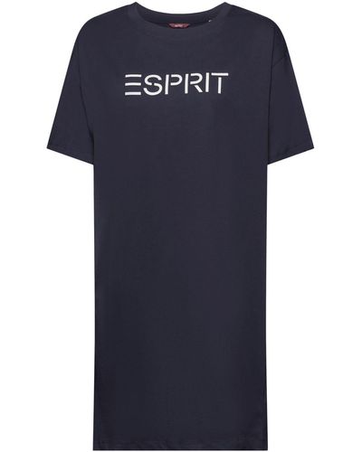Esprit Jersey Nachthemd Met Logo - Blauw