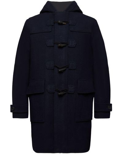 Esprit Manteau à boutons olive en laine mélangée - Bleu