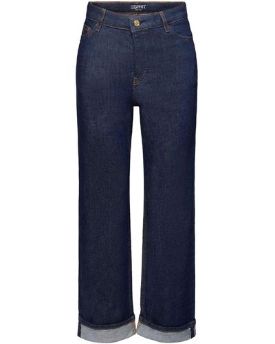Esprit Premium Jeans Met Rechte Pijpen En Hoge Taille - Blauw