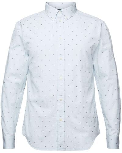 Esprit Katoenen Slim Fit-overhemd Met Borduursel - Wit
