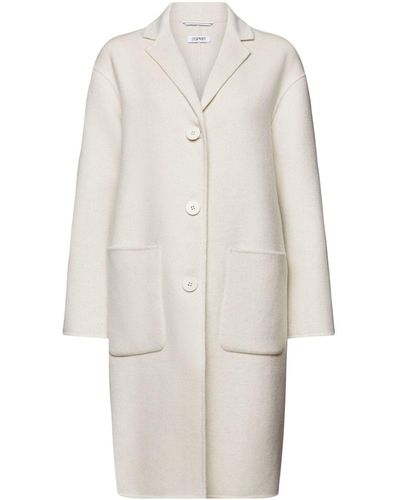 Esprit Manteau en laine mélangée - Blanc