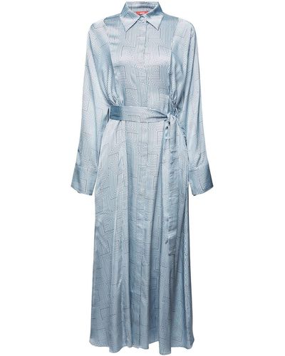 Esprit Charmeuse Midi-jurk Met Ceintuur - Blauw