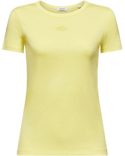 Esprit Baumwoll-T-Shirt mit Logo - Gelb