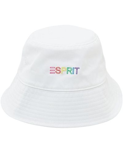 Esprit Twill Bucket Hat Met Label - Wit