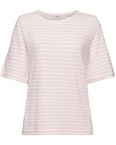 Esprit T-shirt Van Een Mix Van Katoen En Linnen - Roze