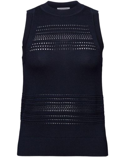 Esprit Ärmelloser Pullover mit Mesh-Details - Blau