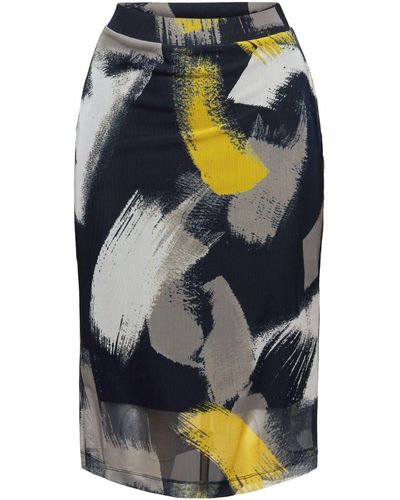 Esprit Mesh Midirok Met Print - Zwart