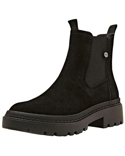 Esprit Boots aus echtem Veloursleder - Schwarz