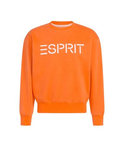 Esprit Uniseks Logo-sweatshirt Van Katoenen Fleece - Oranje
