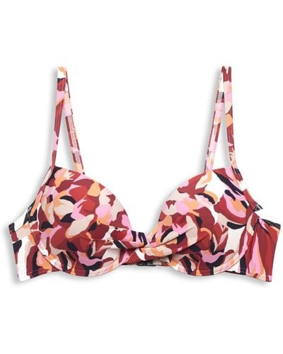 Esprit Gewatteerde Bikinitop Met Beugels En Bloemenprint - Rood