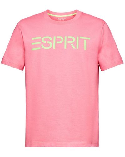 Esprit Unisex Logo-T-Shirt aus Baumwolljersey - Pink