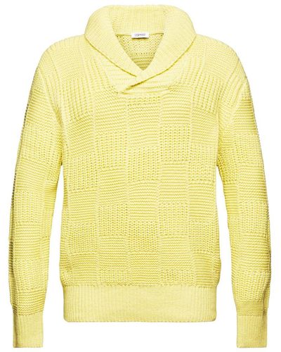 Esprit Grobstrick-Pullover mit Schalkragen - Gelb