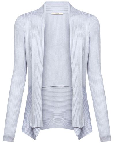 Esprit Ribgebreid Vest Met Een Asymmetrische Zoom - Blauw