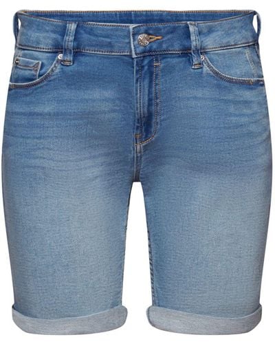 Esprit Jeansshorts Denim-Shorts aus Bio-Baumwoll-Mix - Blau