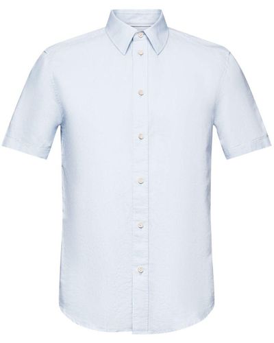 Esprit Kurzarmhemd aus Baumwolle-Leinen-Mix - Weiß