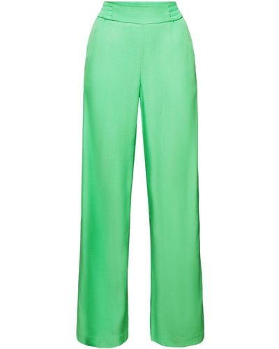 Esprit Pantalon large à enfiler en twill - Vert
