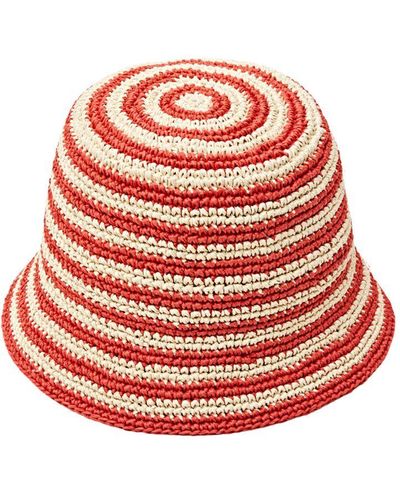 Esprit Gewebter Bucket Hat mit Streifen - Rot