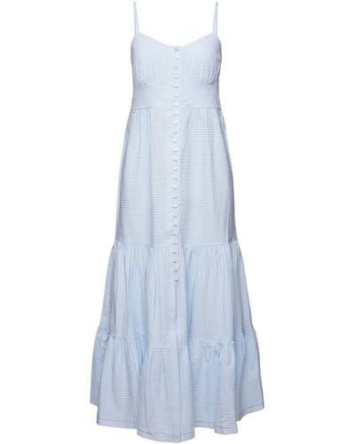 Esprit Gelaagde Maxi-jurk Met Knopen Aan De Voorkant - Blauw