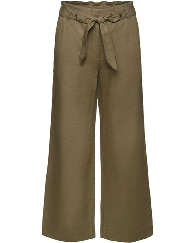 Esprit Jupe-culotte cropped en coton et lin - Vert