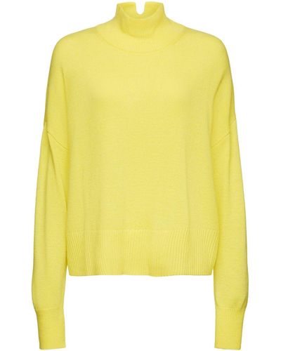 Esprit Pullover mit Stehkragen aus Wollmix - Gelb