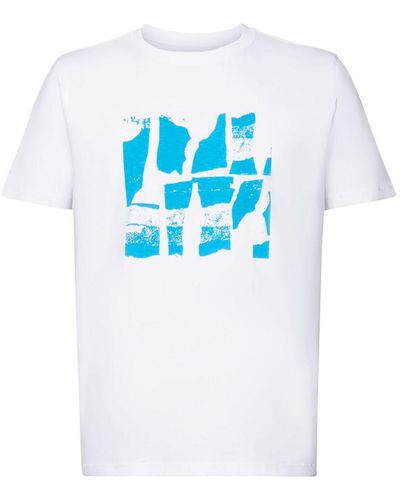 Esprit T-shirt Met Print Op De Voorkant - Blauw