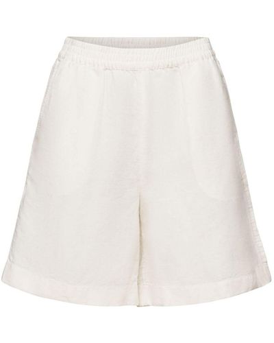 Esprit Shorts Pull-on-Hose aus Baumwolle-Leinen-Mix (1-tlg) - Weiß