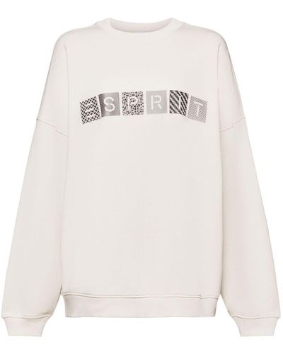 Esprit Sweat-shirt à col rond et logo - Blanc