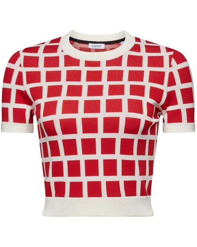 Esprit Verkürztes Pullover-T-Shirt im Jacquard-Design - Rot