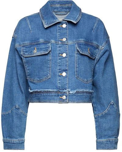 Esprit Veste en jean oversize courte - Bleu