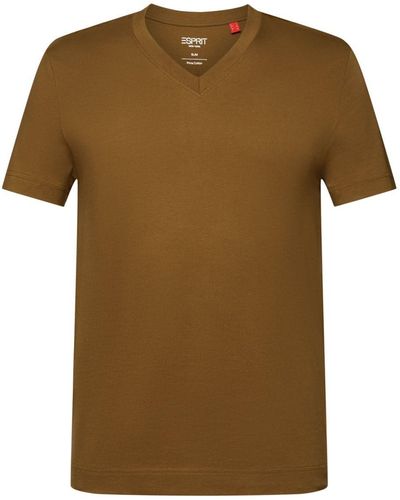 Esprit Jersey T-shirt Met V-hals - Bruin